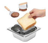 Rouleau à beurre, presse burger steak haché 14 cm, spatule plancha inox | 3 pièces en acier inoxydable : rouleau à beurre 1 L, smash burger press 14 cm et spatule plancha, lavable au lave-vaisselle