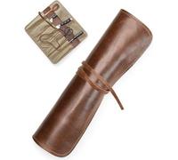 Rouleau à couteaux en cuir véritable, rouleau premium pour couteaux de cuisine - grande trousse de chef, rouleau à couteaux Nate Brown