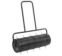 vidaXL Rouleau à gazon avec pinces d'aération à tirer Noir 63 L fer et acier