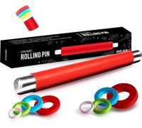 Rouleau à pâte en silicone pour pizza dans un coffret cadeau, rouge