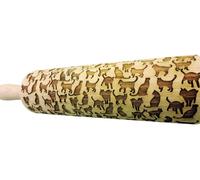 Rouleau à pâtisserie avec motif de chat, en bois de hêtre, 40 cm, pour biscuits et pâte à modeler