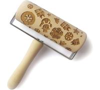 Rouleau à pâtisserie de Noël en bois avec motif de biscuits en relief
