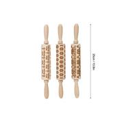 Rouleau à pâtisserie d'impression noël en bois pour biscuits lot de 3