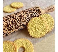 Rouleau à pâtisserie gravé de motifs floraux pour vos pâtisseries maison et vos créations en céramique. Rouleau à pâtisserie gravé de motifs pour la cuisine familiale, la pâte et les biscuits.