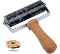 Rouleau à pâtisserie Unyqoos® en marbre, avec revêtement antiadhésif, douilles en nylon et cadre en acier inoxydable, poignées en bois de hêtre – Idéal pour les gâteaux, les pizzas, les biscuits et po
