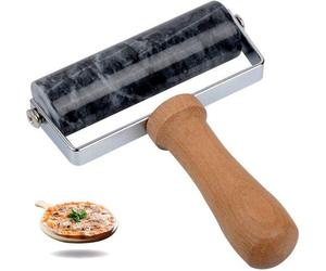 Rouleau à pâtisserie Unyqoos® en marbre, avec revêtement antiadhésif, douilles en nylon et cadre en acier inoxydable, poignées en bois de hêtre – Idéal pour les gâteaux, les pizzas, les biscuits et po