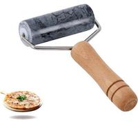 Rouleau à pâtisserie Unyqoos® en marbre véritable, avec revêtement antiadhésif – 100% marbre naturel, douilles en nylon, cadre en acier inoxydable et manche en bois de hêtre, idéal pour les gâteaux, l