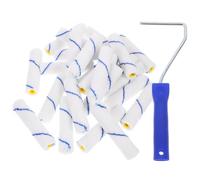 Rouleau à Peinture de 10cm, Cadre de Rechange Portable, Bleu Blanc | Petits Rouleaux pour Peinture de Maison et Murs, Manchon en Fibre Chimique, Pp, Fer