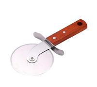 Rouleau à Pizza en Acier Inoxydable, Coupe Lisse pour Maison et Hôtel | Manche Bois, Argenté, Outil Cuisine Pratique, Pizza, Usage Quotidien