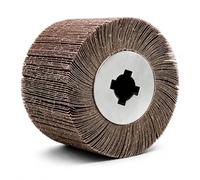 Rouleau abrasif 120 x 100 mm avec alésage de 19 mm, rouleau à lamelles pour machine à satiner, grain 80, rouleau abrasif en nylon pour ébavurer, poncer et polir l'acier inoxydable, l'aluminium et le