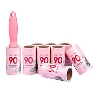 Rouleau Adhésif Vêtement Recharges,9 Rouleaux,Brosse Adhésive Rouleau | 90 Feuilles prédécoupées,1 poignée,Très Collant,Recharge Brosse Anti Poils Animaux,Pour Vêtements,Poils d'Animaux Chats