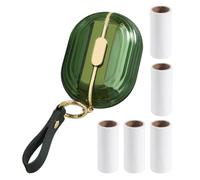 Rouleau Anti-peluches Portable Double Face pour Vêtements et Poils | Recharge Brosse Adhesive, 5 Rouleaux de Remplacement, Vert Transparent, As ABS Pp, Voyage et Paquet