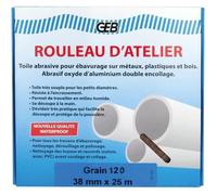Rouleau atelier waterproof - GEB - 38 mm x 25 m - toile abrasive pour travaux d'ébavurage et nettoyage