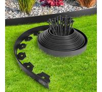 Rouleau Bordure Jardin Exterieur 10M en Plastique Noir avec 30 Piquets - Bordure de Jardin Flexible,Résistante aux Intempéries, Idéale pour Allées et Parterres - Parfait pour Salon de Jardin Exterieur