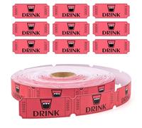 Rouleau de 1000 Tickets Boisson Rouges Numérotés pour Tombola (Loterie), Ticket Gagnant, Jeton Buvette, Bon pour Boissons Gratuites, Papier Épais pour Fêtes, Événements et Soirées