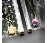 Rouleau de cellophane pour emballage cadeau : lot de 2 emballages en cellophane de Noël 3 m x 80 cm transparent et motif étoile pour paniers de fleurs.