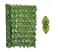 Rouleau de clôture de lierre artificiel, résistant aux UV pour balcon, intimité, treillis extensible pour clôture de jardin, décoration murale (1,5 x 3 m, feuilles de pastèque imprimées en couleur)
