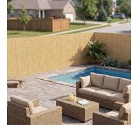 Rouleau de Clôture en Roseau Naturel Brise-Vue, Canisse Bambou pour Séparation de Terrasse, Écran de Confidentialité Occultant Balcon, Brise-Vent Décoratif Aménagement Jardin(Nature,100x570cm)