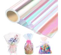 Rouleau de film irisé, 43 cm x 25 m, arc-en-ciel, pour emballage cadeau, bouquet, panier cadeau, Noël, carnaval