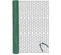 Rouleau de grillage à poulet recouvert de vinyle vert - Maille hexagonale de 2,5 cm pour clôtures d'animaux - Idéal pour les lapins et les cerfs - Projets d'artisanat - 100 x 1000 cm avec pince