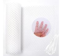 Rouleau de grillage en plastique pour poulailler 0.3 x 3m Filet de Clôture en Plastique Maille avec 25 Pcs Sangles Fixes, Grillage Hexagonal pour Volaille Clôtures Jardin