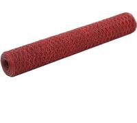 Rouleau de grillage pour poules 25 x 1 m, acier enduit de PVC rouge, mailles de 25 mm, résistant aux intempéries, pour volaille et jardin