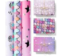 Rouleau de papier cadeau anniversaire sirène 3pcs 43cm x 3m