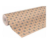 Clairefontaine 223801C - Une Bobine De Papier Kraft Brut Recyclé - Dimensions : 50mx70 cm - 70g - Motif : Étoiles Argent - Papier Recyclé, Idéal pour Emballage Cadeaux, DIY, Loisirs Créatifs