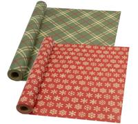 Rouleau de papier cadeau recyclable DOJoykey pour Noël : 2 rouleaux de papier cadeau festif en papier kraft 43 cm x 15 m pour emballage cadeau de fête de Noël