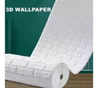 Rouleau de papier peint autocollant mural 3D DIY, blanc, bleu, rose, gris, bloc de mousse souple, décoration murale pour cuisine, chambre, maison, étanche~0525