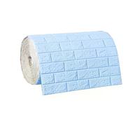 Rouleau de papier peint autocollant mural 3D DIY, blanc, bleu, rose, gris, bloc de mousse souple, décoration murale pour cuisine, chambre, maison, étanche~0498