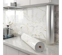Rouleau de Papier Peint Autocollant Mural Effet Marbre 2 MM PVC | Panneau Revetement Mural Decoratif 3D Adhésif Imperméable pour Cuisine Salle de Bain Douche, Amovibles