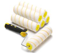 Rouleau de Peinture, 6 Pcs Kit Rouleau à Peinture, 5 Pcs Pinceaux de Peinture Rouleaux（18cm）+ 1 Poignée, Diamand Ensemble de Peintre, Rouleau et Recharge Pour le Mur et le Plafond Antigoutte.