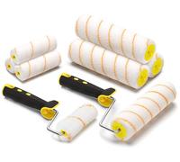 Rouleau de Peinture, 8 Pcs Kit Rouleau à Peinture, 6 Pcs Pinceaux de Peinture Rouleaux（18cm / 11cm）+ 2 Poignée, Diamand Ensemble de Peintre, Rouleau et Recharge Pour le Mur et le Plafond Antigoutte.