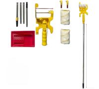 Rouleau de peinture acrylique avec plateau pour revêtement mural lisse et coin pour accès avec poignée rotative et pinceau de retouche amovible en couleur blanche pour projets de décoration