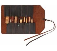 Rouleau de rangement en cuir pour outils de travail du bois, avec 10 compartiments pour organiser les outils de bricolage
