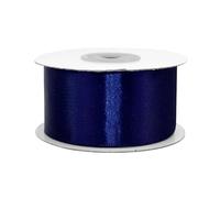 Rouleau de ruban de satin Creativery - 25 m de long et 38 mm de large - Ruban décoratif - Décoration, mariage, baptême, anniversaire Dunkel Blau / Navy 370 (26)