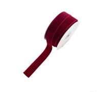 Rouleau de ruban de velours floqué pour décoration de Noël Rouge 10 m (2,5