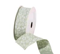 Rouleau de ruban Jacquard froissé à fleurs 3D, 15 mètres/rouleau, for bricolage, nœuds, Bouquets, emballage de vêtements de couture, matériaux, accessoires artisanaux(Green,25mm-20yards)