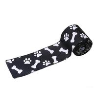 Rouleau de ruban métallique à motif pattes de chien pour décoration de vacances et emballage de vacances Sangle en polyester avec bord en fer pour nœuds à faire soi-même Fournitures de fête Marron 6