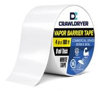 Rouleau de ruban pare-vapeur en polyéthylène très résistant pour espaces sanitaires, barrières contre l'humidité, doublures en plastique, sous-couche et isolation, blanc, 10,2 x 54,9 m