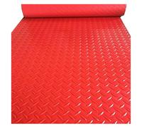 Rouleau de Sol PVC Vinyle Épais, Antidérapant & Imperméable, Relief Diamant, Coupe sur Mesure - Garage, Atelier, Cuisine, Couloir, Escaliers(Red,90x400cm/2.9x13.1ft)