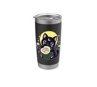 Rouleau de sushi chat noir pastel gothique Gobelet isotherme en acier inoxydable double paroi