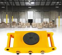 Rouleau de transport pour machines - Chariot de transport - Capacité de charge 8 t - Rotation à 360° - Roulettes en acier renforcées - Charge lourde - Jaune