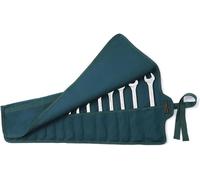 Rouleau d'outils de 16 oz, en toile cirée, avec 15 poches, couleur vert foncé, dimensions 67,5 x 31,5 cm