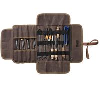 Rouleau d'outils de 60x30 cm, en toile de voile cirée, de couleur grise, avec 1 compartiment et une bande élastique