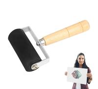 Rouleau en caoutchouc pour travaux manuels - Rouleau encreur avec poignée en bois - Outil professionnel d'estampage 3 tailles (3,5 cm, 6 cm, 10,2 cm)