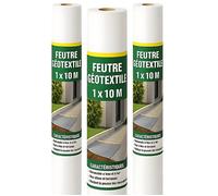 TERRE JARDIN - Rouleau Géotextile, Non Tissé 1 x 10 m, Lot de 3 - Feutre Géotextile 150g/m2, Polyester - Toile de Paillage Anti-Mauvaises Herbes - Tissu Perméable, Système de Drainage, Allée, Jardin