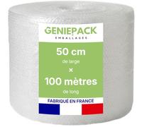 ROULEAU PAPIER BULLE/FILM À BULLES Professionnel 50 cm x 100 m - Fabriqué en FRANCE - 60 Microns - Bulles 10mm - Protection Emballage Colis Déménagement - Antichoc Haute Qualité