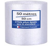 Rouleau Papier Film à bulles - 50 mètres x 50 cm - FABRIQUÉ EN FRANCE - Idéal Emballage Déménagement ou Expédition Colis - Papier Bulle Haute Qualité